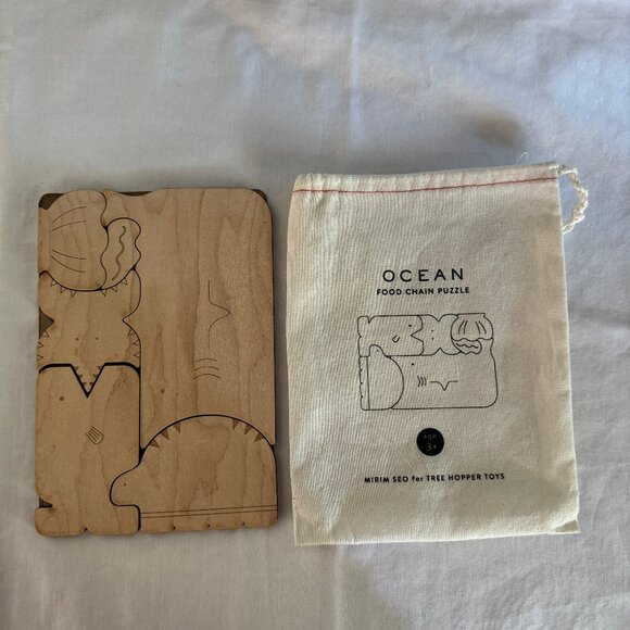 2 CHOMP Ocean & Forest wooden food chain puzzles for ages 3+ w/ drawstring bags - Picture 5 of 6